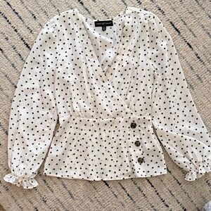 Monteau brown Polka Dot Wrap Blouse